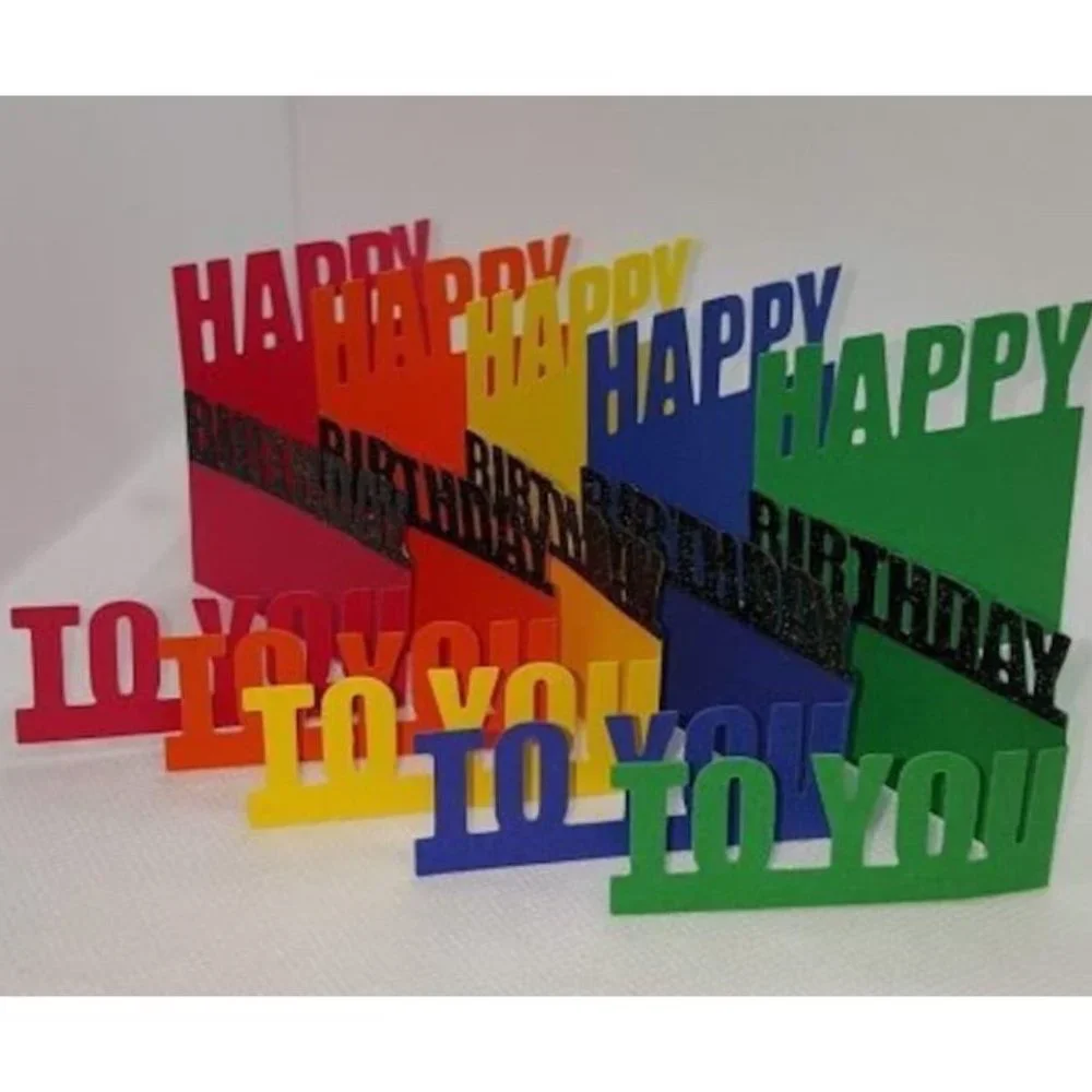 Mini Accordion Tri-Fold Happy Birthday Note‎ Cards, Set of 5 with Envelopes NIP